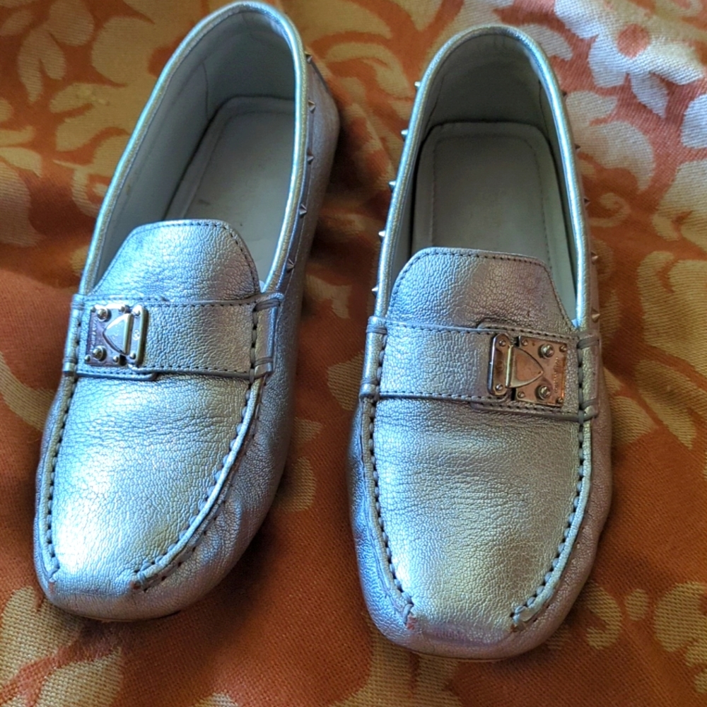 Louis Vuitton silver loafers